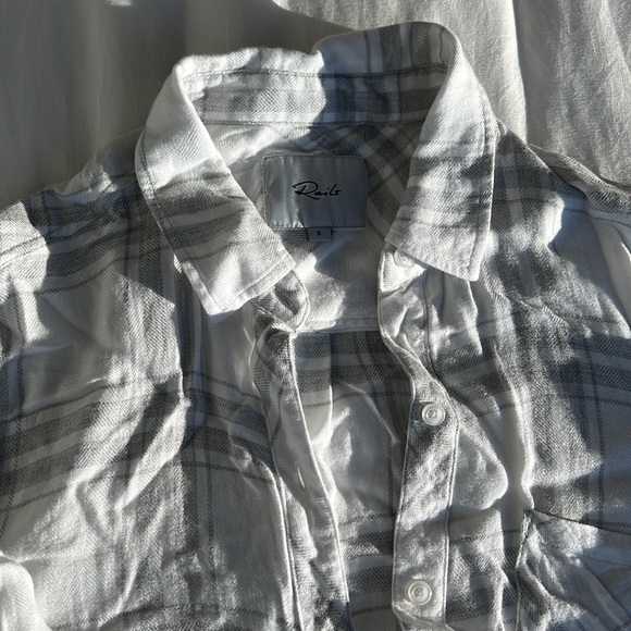 Rails - White & Grey Long Sleeve Flannel Button Down - Picture 2 of 8